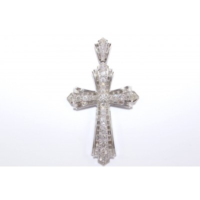 18k White Gold Diamond Cross Pendant - ST9021