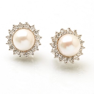 Diamond and Pearl Earrings