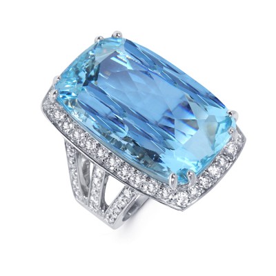 Diamond Aquamarine Ring