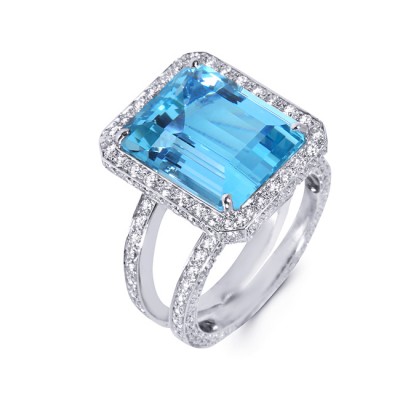 Diamond Aquamarine Ring 