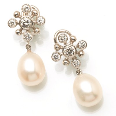 Diamond and Pearl Earrings