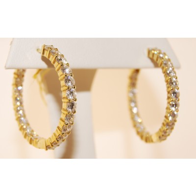 18K Yellow Gold Diamond Hoop Earrings
