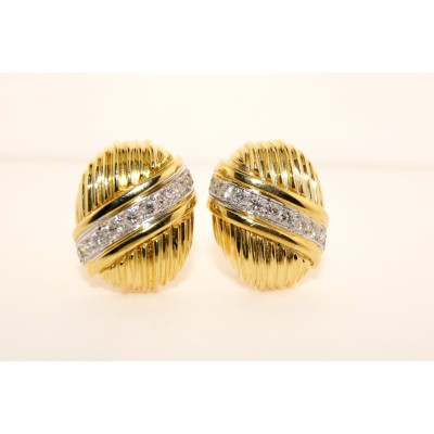18K Yellow Gold Diamond Earrings
