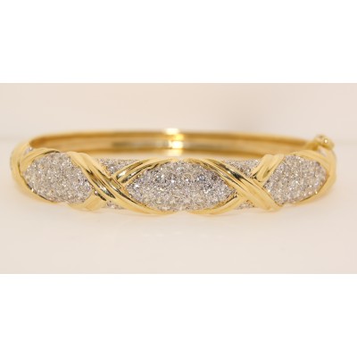 14K Yellow Gold diamond Bangle Bracelet.