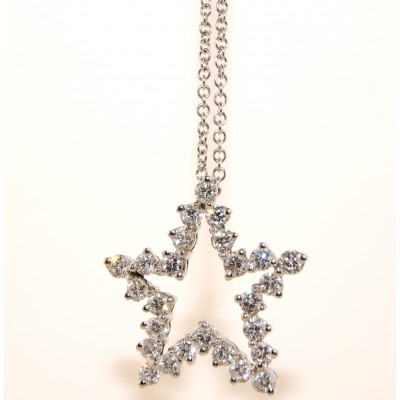 18K White Gold Diamond Star Necklace