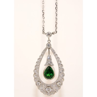 Platinum Diamond and Tsavorite Necklace