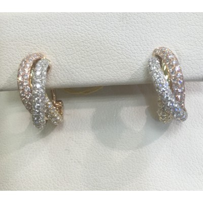 18 karat tricolor diamond earrings