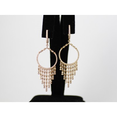 18 karat yellow diamond dangle earrings.