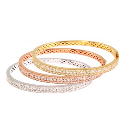 Rose, White, and Yellow Gold Diamond Bangles