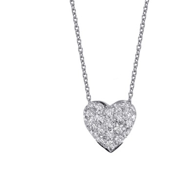 18K White Gold Diamond Heart Pendant
