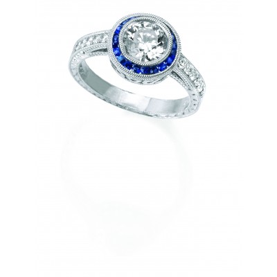 Platinum Diamond Sapphire Ring