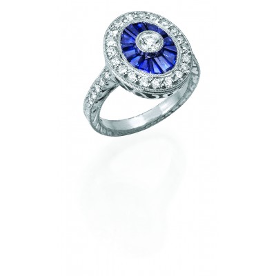 Platinum Diamond and Sapphire Ring