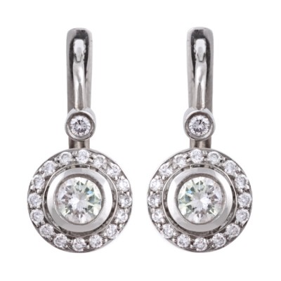 Platinum Diamond  Drop Earrings