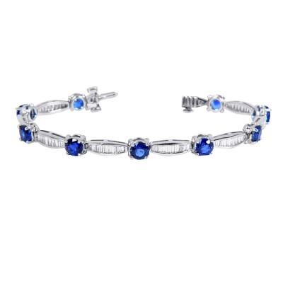 Platinum Diamond and Sapphire Bracelet