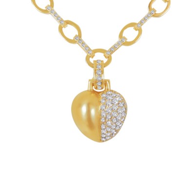 18K Yellow Gold diamond Heart Necklace