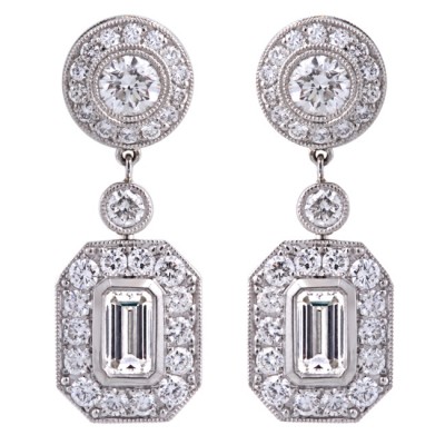 Platinum Diamond Drop Earrings