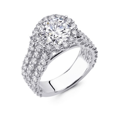 18K White Gold Diamond Halo Engagement Ring