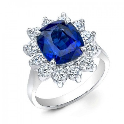 Diamond and Sapphire Platinum Ring