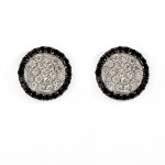 18 K White Gold Black and White Diamond Earrings