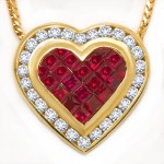 Ruby and Diamond Yellow Gold Heart Pendant