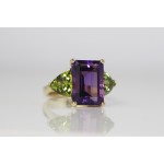Hand made Amethyst and Peridot ring.