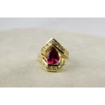 Yellow Gold Diamond and Rubelite  Ring