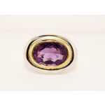 14K Two Tone Gold Amethyst Ring