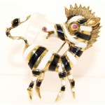 14K Yellow Gold Vintage Zebra Pin