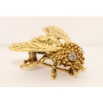 18K Yellow Gold Diamond Vintage Bee Pin