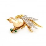 Yellow Gold Bird Pin