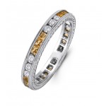 Platinum Diamond and Sapphire Band