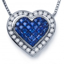 DIamond and Sapphire Heart Pendant