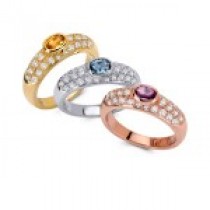 18k White,yellow and Rose Gold diamond pave semi-Precious Ring.