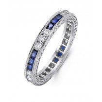 Platinum and Diamond Sapphire Band