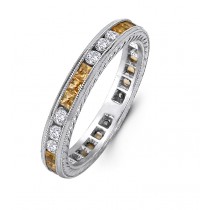 Platinum Diamond and Sapphire Band