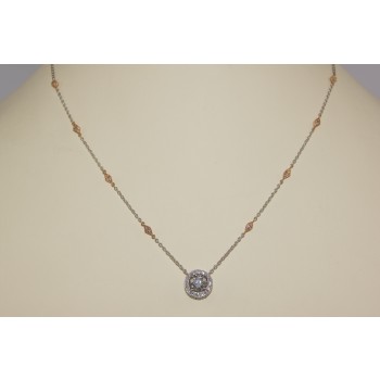 Platinum and Rose Gold Diamond Pendant
