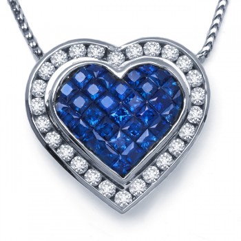 DIamond and Sapphire Heart Pendant