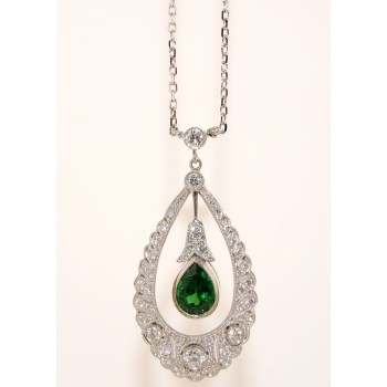 Platinum Diamond and Tsavorite Necklace