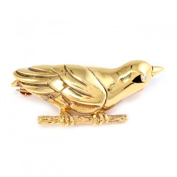 Yellow Gold Bird Pin