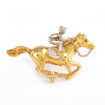 Two-Tone Horseman on Horse Pin