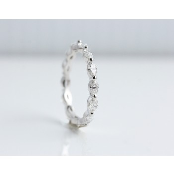 18 Karat White Gold Marquise Hand made Eternity Diamond Band.