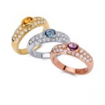 18k White,yellow and Rose Gold diamond pave semi-Precious Ring.