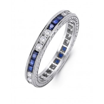 Platinum and Diamond Sapphire Band